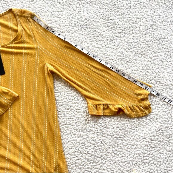 Anthropologie W5 Concepts Swiss Dot Ruffle Bell Sleeve Goldenrod Blouse SZ L - Picture 14 of 15
